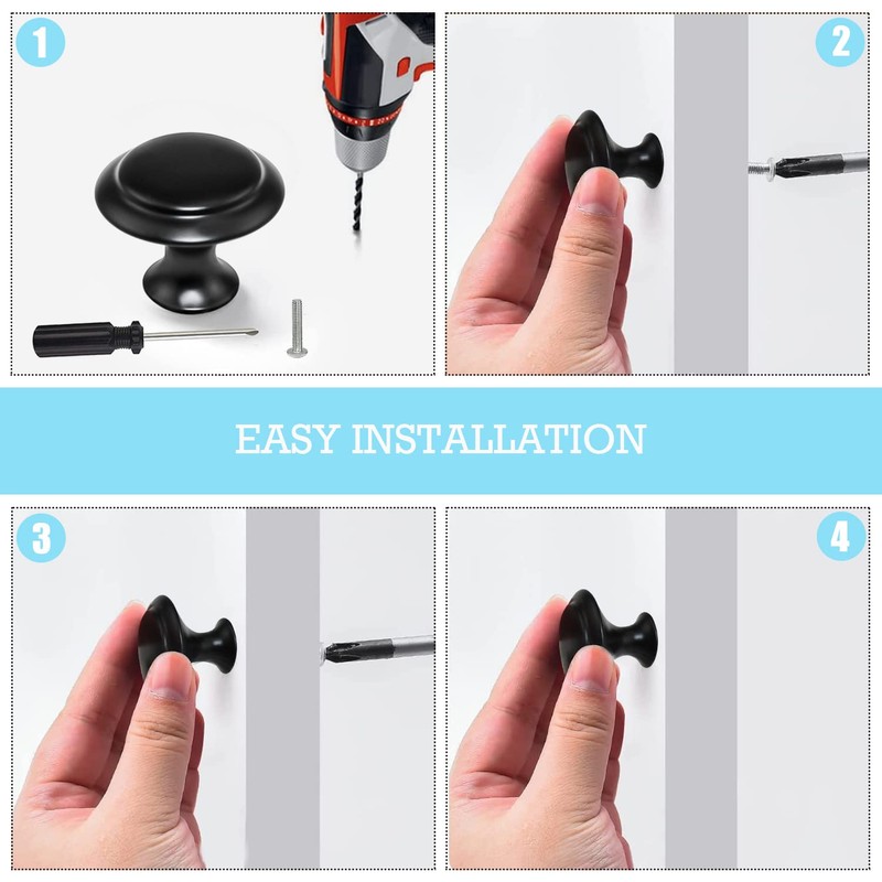 LBING Drawer Knobs, Furniture Knobs, Cupboard Knobs, Matt Black, Pack