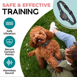 Bark Collar for Small/Medium Dogs, No Shock Anti Bark Collar, Rechargeable Anti Barking Collar w/2 Vibration & Beep Modes, Waterproof Shockless Smart Dog Stop Barking Control Device (Black)