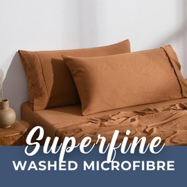 Dreamaker Superfine Washed Microfiber King Pillowcase Super Soft Microfibre All Season Breathable and Warm Wrinkle Resistant Machine Washable - Twin Pack Rust