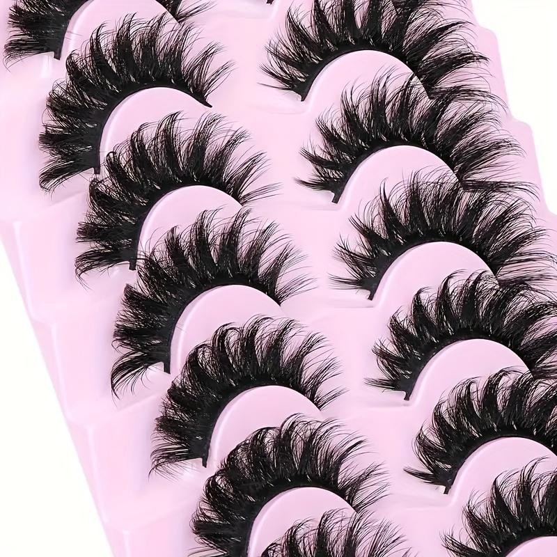Fluffy False Eyelashes, 7 Pairs Wispy Cat Eye Look Faux