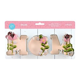 R & M International 5145 Mom Letters - Juego de 3 cortadores de galletas (acero estañado)