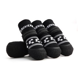 AQH Dog Socks - 2 Pairs Dog Paw Protectors with Reflective Adjustment Straps, Soft Cotton & Non-Slip Latex Sole, for Indoor and Outdoor Use (M (Inside Width: 1.77 - 4.5 cm)