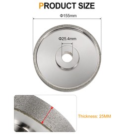 HARFINGTON Diamond Lapidary Wheel 6 Inch x 1 Inch Arbor Hole 60 Grit Grinding Wheels for Stone, Marble, Glass, Ceramics, Crystal, Carbide, Steel