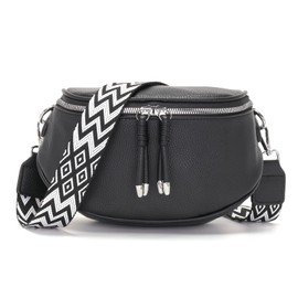 JSDOST Bum Bag Women's Small Crossbody Bag Shoulder Bag Women's Handbag Vegan Leather Bag, black