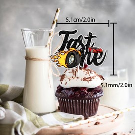 S-Cp-0194Ice Cream Fruit Dessert Cupcake Topper Colorful Glitter Happy Birthday Sensory Pop Game Theme Decor Supplies Baby Shower Boys Girls Birthday Party Decorations