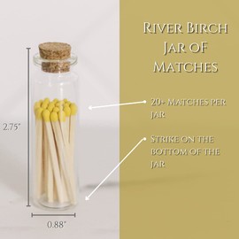 River Birch Pineapple Tip Decorative Matches | 40+ Small Premium Wooden Safety Matches | 2 Jars of 20+ Matches Each with Striker on Bottom | Home Decor