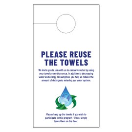 Modern Towel Reuse Door Hanger, Card for Home, Office, Hotels and Hospitality (Pack of 250)