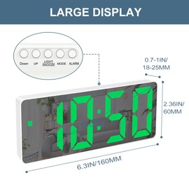 Upgraded Digital LED Alarm Clock, Ankilo Electronic Desktop Clock with Temperature Display, Adjustable Brightness, Voice Control, 12/24H Display for Home, Bedroom, Office, White & Green