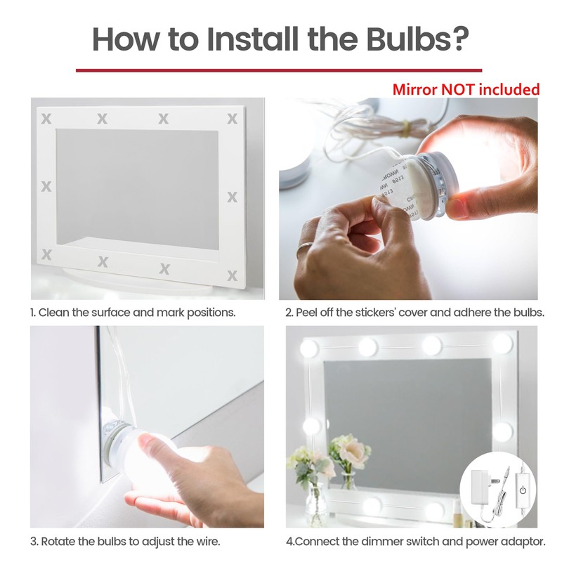 Waneway 14 Bulb Vanity Lights for Mirror, Plug-in Power Adapter