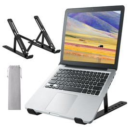 Portable Laptop Stand for Desk,Foldable Anti-Slip Aluminum Laptop Riser,7 Levels Angles Adjustable Computer Stand Compatible with All10-16” Laptops ﻿(Black)