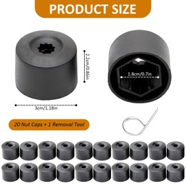 vvag 20PCS Car Wheel Lug Nut Covers, 17mm Wheel Bolt Cover Caps with Removal Tool, Black Lug Nut Covers Replacement 1K0 601 173 Compatible with VW Jetta Beetle Passat GTI CC (Black)