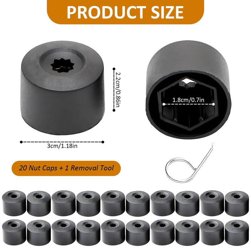 vvag 20PCS Car Wheel Lug Nut Covers, 17mm Wheel Bolt