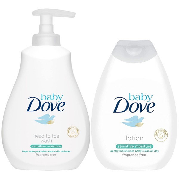 Baby Dove Sensitive Moisture Bundle: Tip to Toe Wash and Lotion, 13 Ounce Each