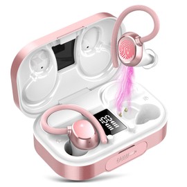 Bluetooth Headphones in Ear, Wireless Bluetooth 5.3 Headphones, 120 Hours Playtime with Charging Case, LED Display, Comfort Fit, IPX7 Waterproof Earbuds, Deep Bass, Bluetooth Headphones Sports (Rose)
