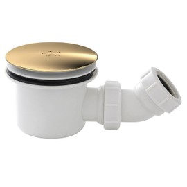 nuie STW005 Modern Bathroom Fast Flow Shower Waste Cover, 99 x 116 x 116mm, Brushed, White/Brass