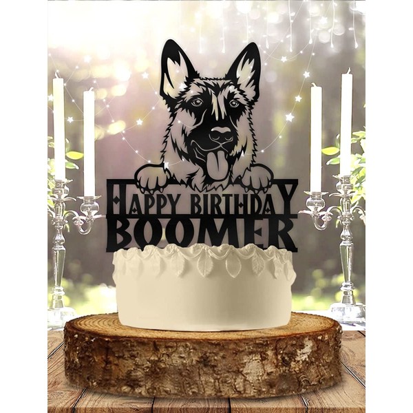 UTF4C German Shepherd Dog Pet Personalized Birthday Cake Topper, Party Cake Decoration Supplies, Acrylic Cake Topper, Novelty Unique Cake Insert, OTT1132