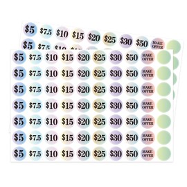 Starboling Garage Sale Stickers - 1400 Pcs, 1 Inch Big, Gradient Color Flea Market Pre-Printed Pricing Stickers