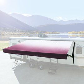 RecPro RV Awning Fabric Replacement Heavy Duty 16 oz. Weatherproof Vinyl | Universal Camper Awning Replacement for RV, Trailer, Motorhome | Burgundy Fade, 16' (Fabric 15'1")