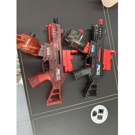 Electric Water Gun 2 Pack for Adults & Kids, 32FT Long Range Automatic Squirt Gun, LED Muzzle Flash & Recoil, 1200mAh Rechargeable, Splash-Resistant Summer Outdoor Beach Pool Party Toy Gift (Red&Gray)