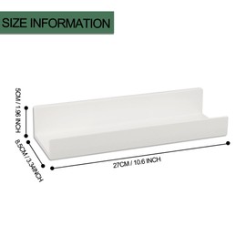 Floating Shelf Set of 2 - 10.6" Wall Mounted Plastic Shelves for Bedroom With Adhesive Strip,Compact Nursery Shelf with Lip,Small Picture Display Ledge Shelf for Living Room Bathroom Kitchen - White