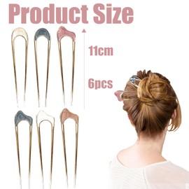 6PCS U-Shaped French Hair Pins for Women - Strong Hair Pins for French Twist, Elegant Hair Accessories for All Hair Types