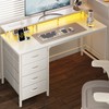 Huuger 47 Inch Computer Desk with Power Outlets and LED