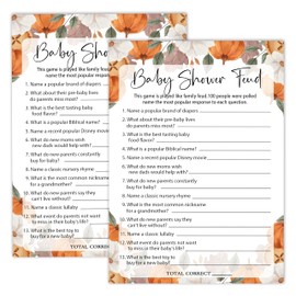 Pumpkin Baby Shower Games, Autumn Theme Baby Shower Game Cards For 25 Guests, Gender Reveal Party Decorations Favors, Fall Thanksgiving Baby Shower Party Ideas And Activities -05