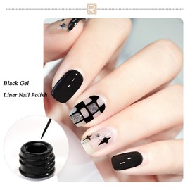Black Gel Liner Nail Polish - UV/LED Soak-Off Varnish Line Pen for Drawing Swirl Art Decoration