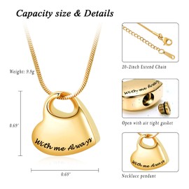 Cremation Urn Necklace for Ashes Urn Jewelry Stainless Steel Keepsake Waterproof Memorial Pendant for loved One