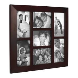 Malden International Designs Berkeley Beveled Edge Wood Collage Picture Frame, 7 Option, 7-4x6, Walnut