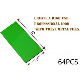 XUANINY 64-Piece Peel and Stick Metal Backsplash Tiles, Self Adhesive Aluminum Mosaic 3D Wall Sticker for Kitchen Subway (Green, 64 Pieces 3"x6")