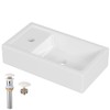 AmpleCharmic Wall Mount Bathroom Vessel Sink, Rectangle Modern Floating Ceramic