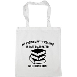 Hippowarehouse My Problem With Reading Is I Get Distracted. By Other Books. Tote Shopping Gym Beach Bag 42cm x38cm, 10 litres