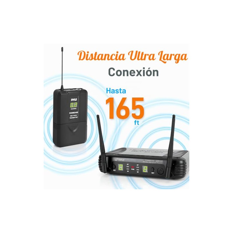 Pyle Sistema de micrófono inalámbrico de 2 canales, juego de