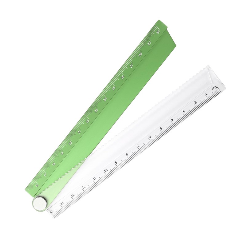 sourcing map Folding Straight Ruler 30cm Metric Aluminum Alloy Protractor
