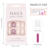 Handcess Square False Nails Medium White Pink Press on Nails