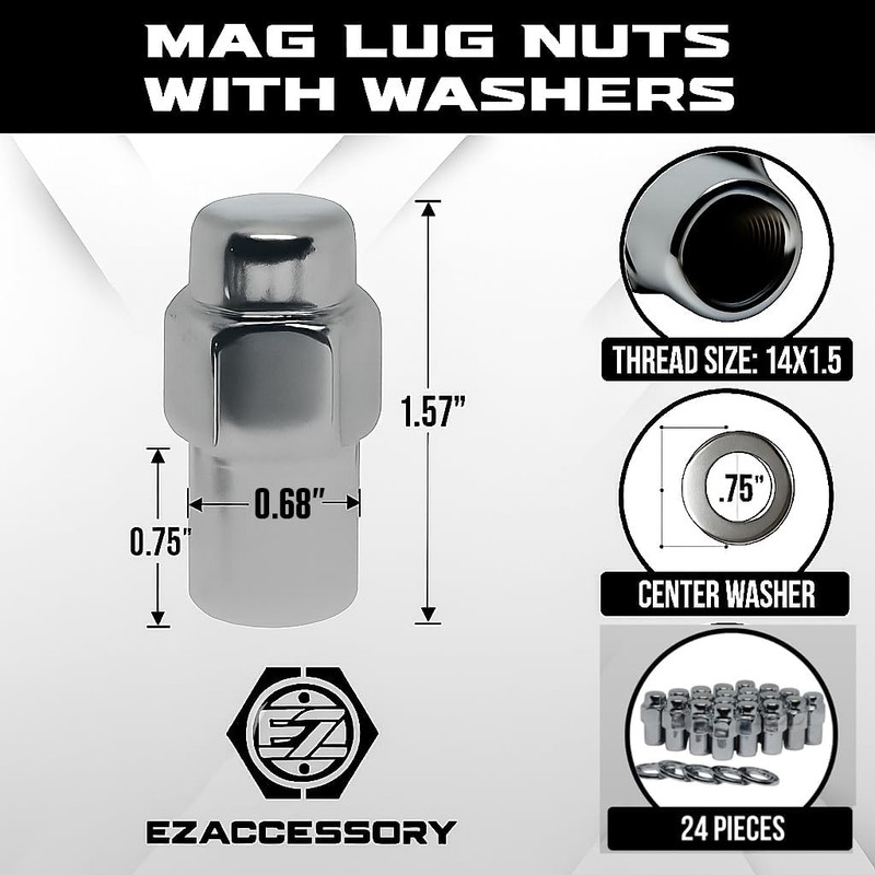 Cragar Standard Mag Lug Nut 14mmx1.5 with Duplex Washer 7/8"