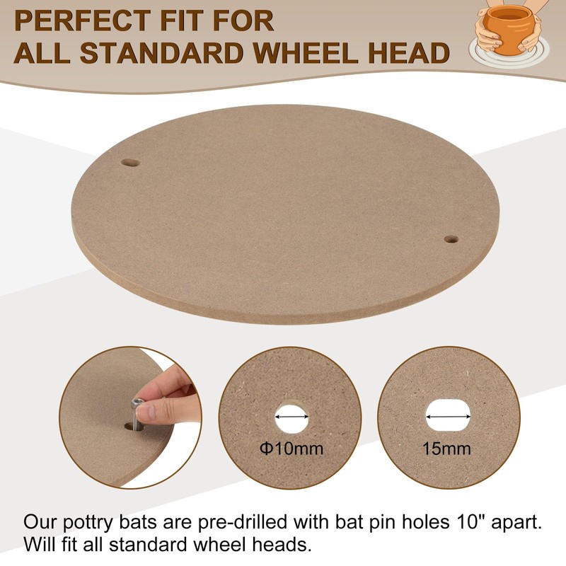PATIKIL 4 Pack 14" Pottery Wheel Bats, 1/3" Thick Round