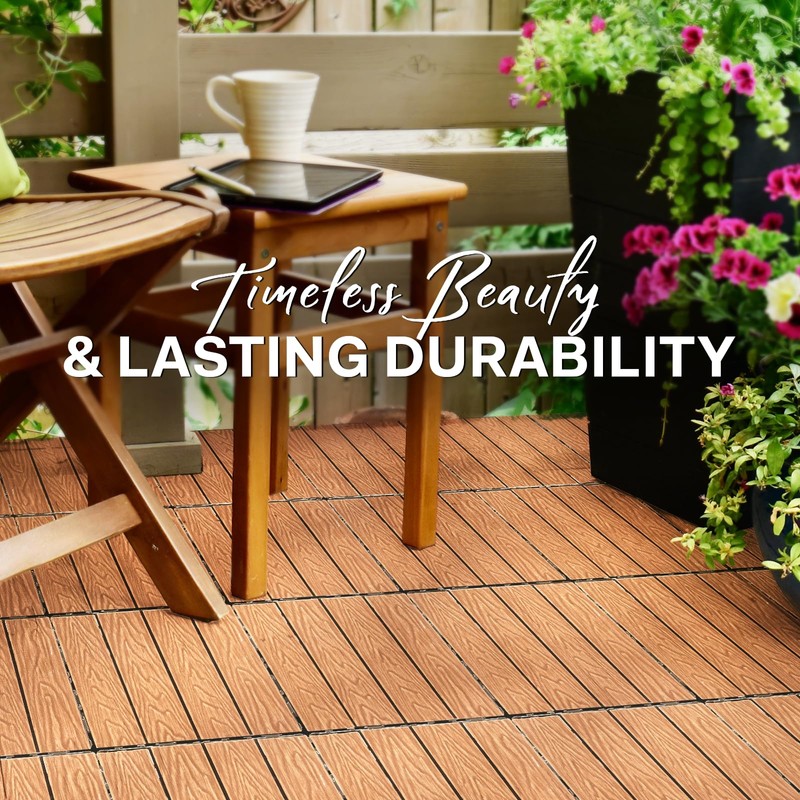 IDZO Wood Plastic Composite Deck Tiles Set of 10, Sustainable