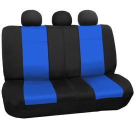 FH Group Waterproof Neoprene Car Seat Covers Rear Set– Universal Fit Split Bench Back Seat Cover, Durable Automotive Seat Protector for Cars, SUVs & Vans, Blue/Black