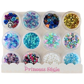 Princess-style Shakasha Mould, Enclosed Parts, Nail Resin, Set of 12 (Blue Type)