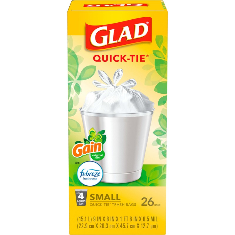 Glad Trash Bags, OdorShield Small Garbage Bags, Gain Original with