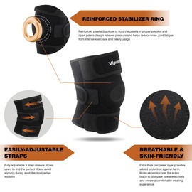 VIPWORK Knee Support Brace for Running, Sports, Arthritis Relief & ACL Injury Recovery - Breathable Neoprene Sleeve (One Size Fits Most)