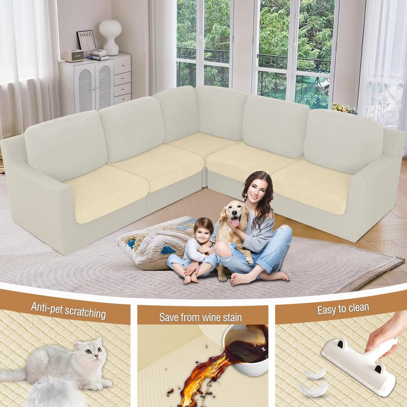 ALIECOM Sectional Couch Covers, 100% Waterproof High Stretch Sofa Slipcovers