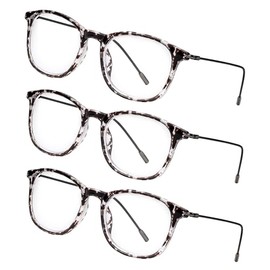 LEXXOO 3er-Set Lesebrillen Rund Transparent Muster +2,0 Dioptrien – Hochwertiges Design-Bundle ohne Federscharnier – Modische Brillen für Damen & Herren