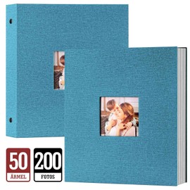 Lanpn Photo Album 13 x 18 cm 200 Linen Slip-In Album for Landscape Format 200 13 x 18 Photos Teal