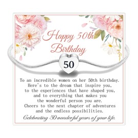 FANCIBAND 50th Birthday Gifts For Women Silver Bracelet For Woman With Heart Charm Anniversary/Christmas/Valentine'S Day Gift For Women