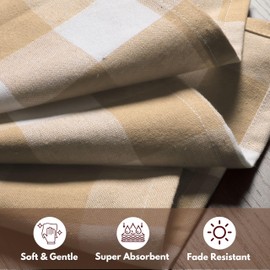Native Fab Buffalo Plaid Check Cloth Dinner Napkins - Set of 4-100% Cotton 16x16 inches Soft, Absorbent, Hotel Quality - Easy Care, Washable, All Events, Everyday Use - Beige White