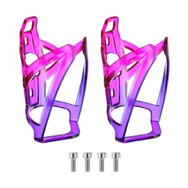 QUARKZMAN Pack of 2 Bicycle Water Bottle Holder 5.3 Inch PC Universal Bicycle Bottle Cages Ultralight Bicycle Water Bottle Holder with Screws for MTB Mountain Road Gravel, Blue Purple