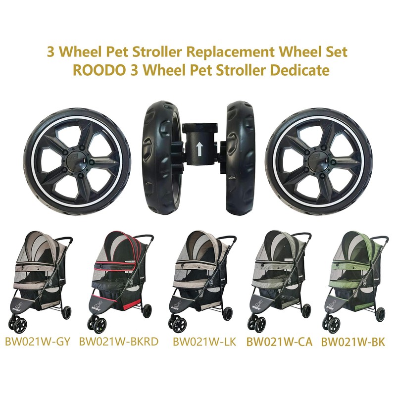 ROODO 3 Wheel Pet Stroller Dedicate Wheel Set,Original,Fast disassembly,Replacement and